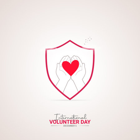Creative Volunteer Day ads design. International Volunteer Day , Celebrated December 5, vector, 3d illustrationのイラスト素材
