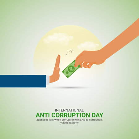 Creative Anti Corruption Day ads design. International Anti Corruption Day, Celebrated December 9, vector, 3d illustrationのイラスト素材
