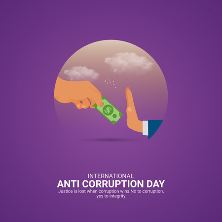 Creative Anti Corruption Day ads design. International Anti Corruption Day, Celebrated December 9, vector, 3d illustrationのイラスト素材