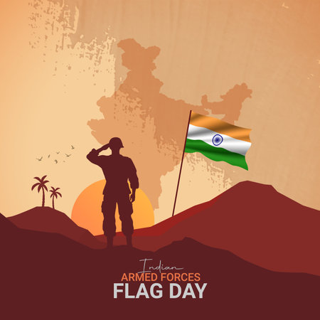 Creative Indian Armed Forces Flag Day ads design. Indian Armed Forces Flag Day, Celebrated December 7, vector, 3d illustrationのイラスト素材