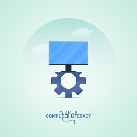 Creative Computer Literacy Day ads design. World Computer Literacy Day, Celebrated December 2, vector, 3d illustrationのイラスト素材