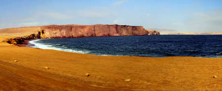 Panorama of coast of Pacific Ocean in Paracas. Peruの写真素材