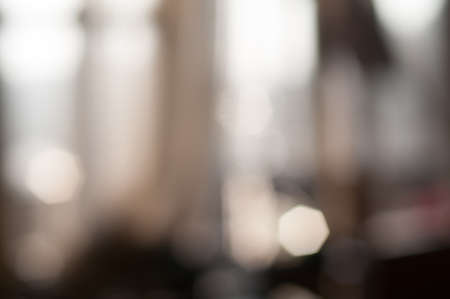 Background defocused room balcony and windows with curtainsの写真素材