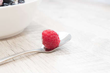 Tasty and delicious ice cream with berriesの写真素材