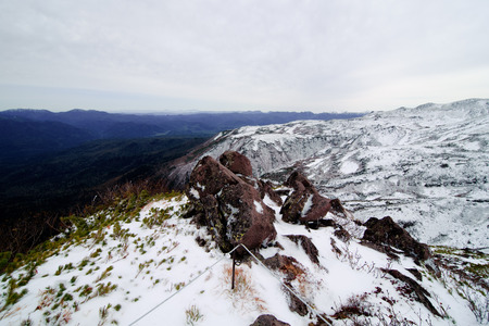early winter and snow in daisetsuzan, japan national parkの写真素材
