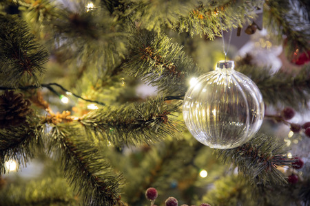 close up of christmas tree decorationの写真素材