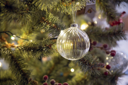 close up of christmas tree decorationの写真素材
