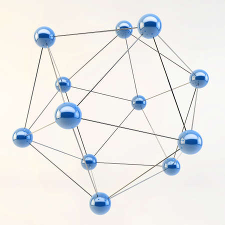 3D Abstract Linked Lines connecting spheres isolated on white background