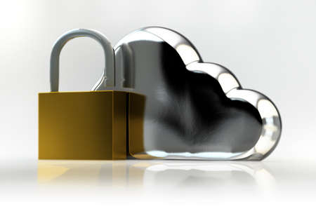 Cloud Technology Safety Concept with Cloud Sign and Padlockの写真素材