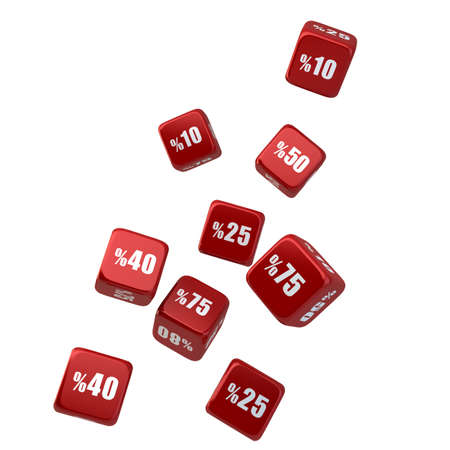 Discount -Sale Dice Falling Down, isolated on white background