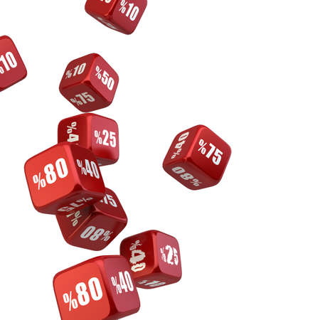 Discount -Sale Dice Falling Down, isolated on white backgroundの写真素材