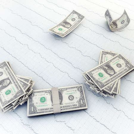 Dollar Stacks on Ecg,Ekg Paperの写真素材