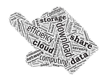 Hand Pointing Shaped Word Cloud - Cloud Computing Conceptのイラスト素材