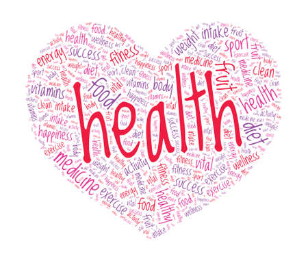 Healthy Life Concept - Heart shaped word cloudのイラスト素材