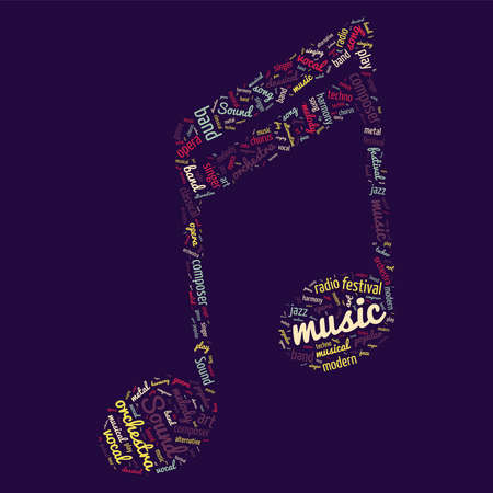 Note Shaped Word Cloud Music Conceptのイラスト素材