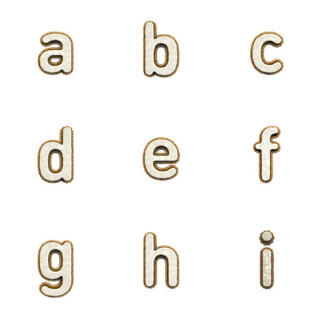 3D Render Set of Biscuit Cookie Font including Letters, Numbers and Punctuation Marks isolated on white background, including path embedded on jpg for easier decoupage.の写真素材