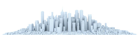 3D Render of Panoramic Futuristic Minimal City Conceptの写真素材