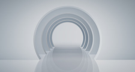 Abstract architecture background, empty open space interior. 3D rendering.の写真素材
