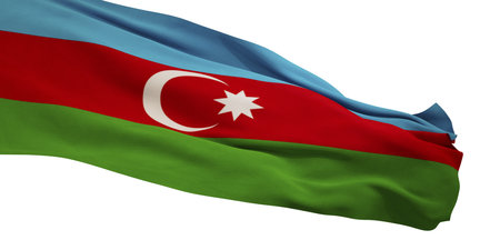 3D Render of a Azerbaijan Flag isolated on a white backgroundの写真素材