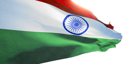 3D Render of a India Flag isolated on a white backgroundの写真素材