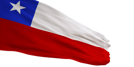 3D Render of a Chile Flag  isolated on a white backgroundの写真素材
