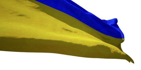 3D Render of a Ukraine Flag isolated on a white backgroundの写真素材