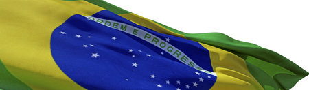 3D Render of a Brazil Flag isolated on a white backgroundの写真素材