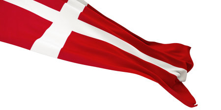 3D Render of a Denmark Flag isolated on a white backgroundの写真素材
