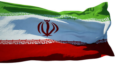 3D Render of a Iran Flag isolated on a white backgroundの写真素材