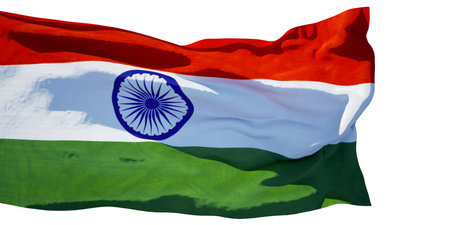 3D Render of a India Flag isolated on a white backgroundの写真素材