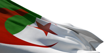 3D Render of a Algeria Flag isolated on a white backgroundの写真素材