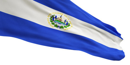 3D Render of a El Salvador Flag isolated on a white backgroundの写真素材