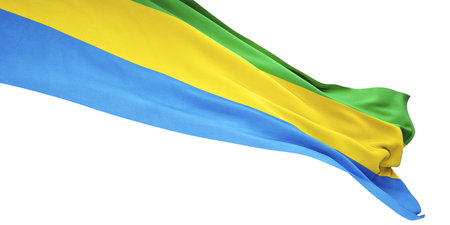 3D Render of a Gabon Flag isolated on a white backgroundの写真素材