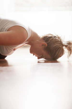 Casual yoga positionsの写真素材