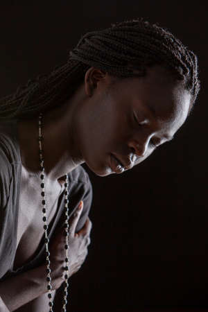 An emotional, African-American woman.の写真素材