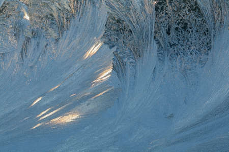 Ice crystals on window glassの写真素材