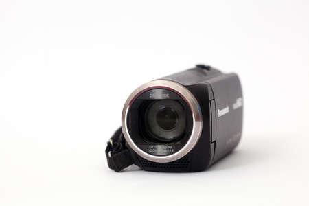Yogyakarta, Indonesia - Oct 19, 2020 : Panasonic handycam or video camera isolated on white backgroundのeditorial素材