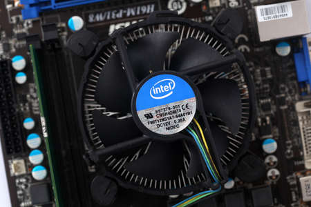 Yogyakarta, Indonesia - Oct 19, 2020 : CPU fan. Cooling ventilation system for computerのeditorial素材