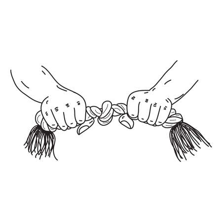 Hand drawn of hands holds a rope. Human right concept.のイラスト素材