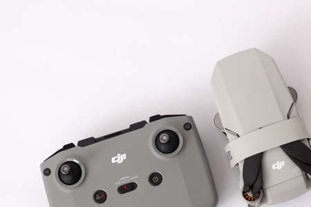 Yogyakarta, Indonesia - Mar 10, 2020 : Detail photo of the DJI Mini 2 Drone. Drones released in 2020