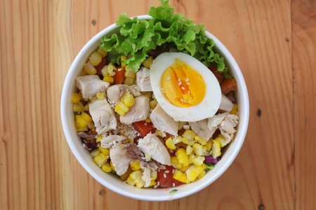 Bowl of delicious fresh vegetable salad, mediterranean food