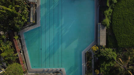 Aerial view of swimming pool in a countryside