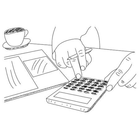 Finger and calculator to calculate economy and finance conceptのイラスト素材