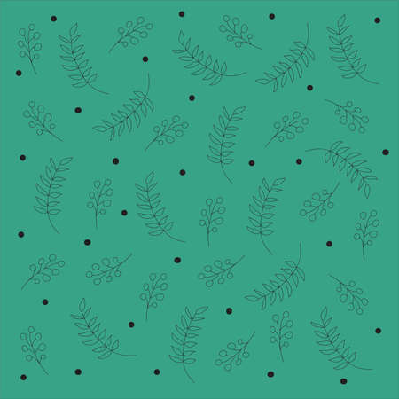 Nature background. Hand drawn of leaves isolated on green background. Pattern seamlessのイラスト素材