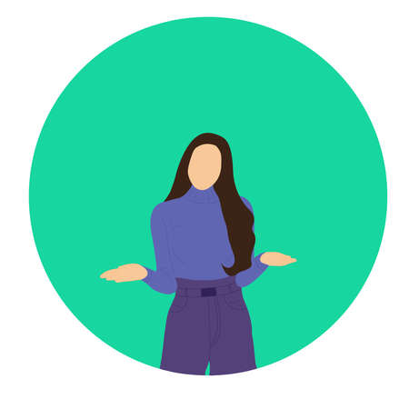 Vector illustration of a woman with don't know gesture. Flat designのイラスト素材