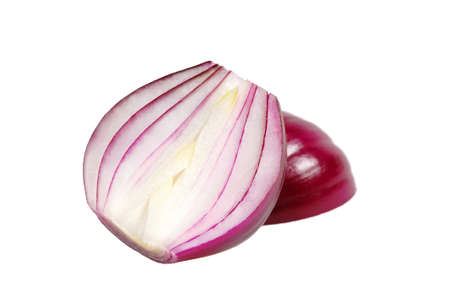 One half of red Onion, isolated on white.の写真素材