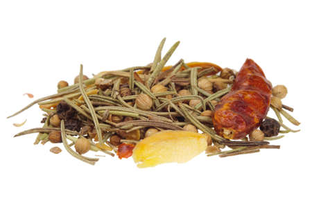 Spice mix close up. Isolated on white.の写真素材