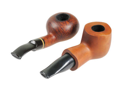 Smoking pipes from briar and pears. Isolated on white.の写真素材