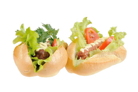 Two tasty and delicious hotdog  Isolated on white の写真素材