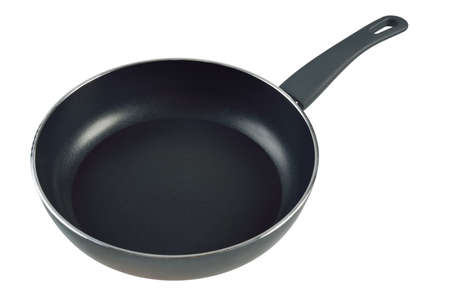 Frying pan empty  Isolated on white の写真素材